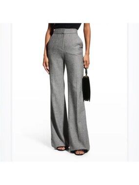 Veronica Beard Silver Gray High-Waist Wide-Leg Trousers